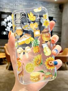 1 Stück Premium personalisiertes kreatives Schleifen-, Obst-, Giraffen-, Sonnenblumen-Design transparentes stoßfestes, fingerabdruckfreies Handyhülle aus TPU für 16 Pro Max/16/16 Pro/16 Plus/15 Pro Max/15 Pro/15 Plus/15/11/12/13/14 Pro Max/XS/XR/11 Pro/11 Pro Max/12 Pro/12 Pro Max/13 Pro/13 Pro Max/7 Plus/14 Pro/14 Pro Max/14 Plus/7 Plus/8 Plus/8/SE2/12 Mini/13 Mini, weiches Material, anti-vergilbend