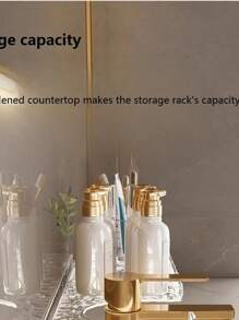 1pc Acrylic Bathroom Vanity Water Wave Pattern Hanging Organizer Rack, Transparent Wall Mount Shower Caddy Back To School