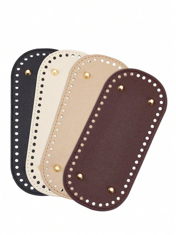 4pcs 8.66x3.93 Inch Crochet Bag Base, 4 Colors Diy Woven Bag Bag Bottom Handmade Bag Base Accessories Leather Bag Bottom Oval Bag Bottom Pad Knitted Crochet Base Wallet Bottom With Hole For Handbag Purse Tote Bag Shoulder Crossbody Bag