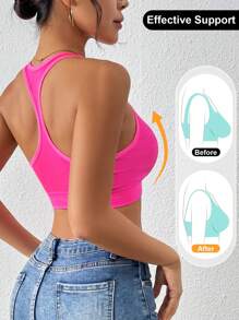 LianShengFa 1 pieza Sujetador deportivo sin costuras con espalda de tirantes, chaleco de yoga de alta elasticidad y resistente a los impactos, sujetador deportivo transpirable y cómodo