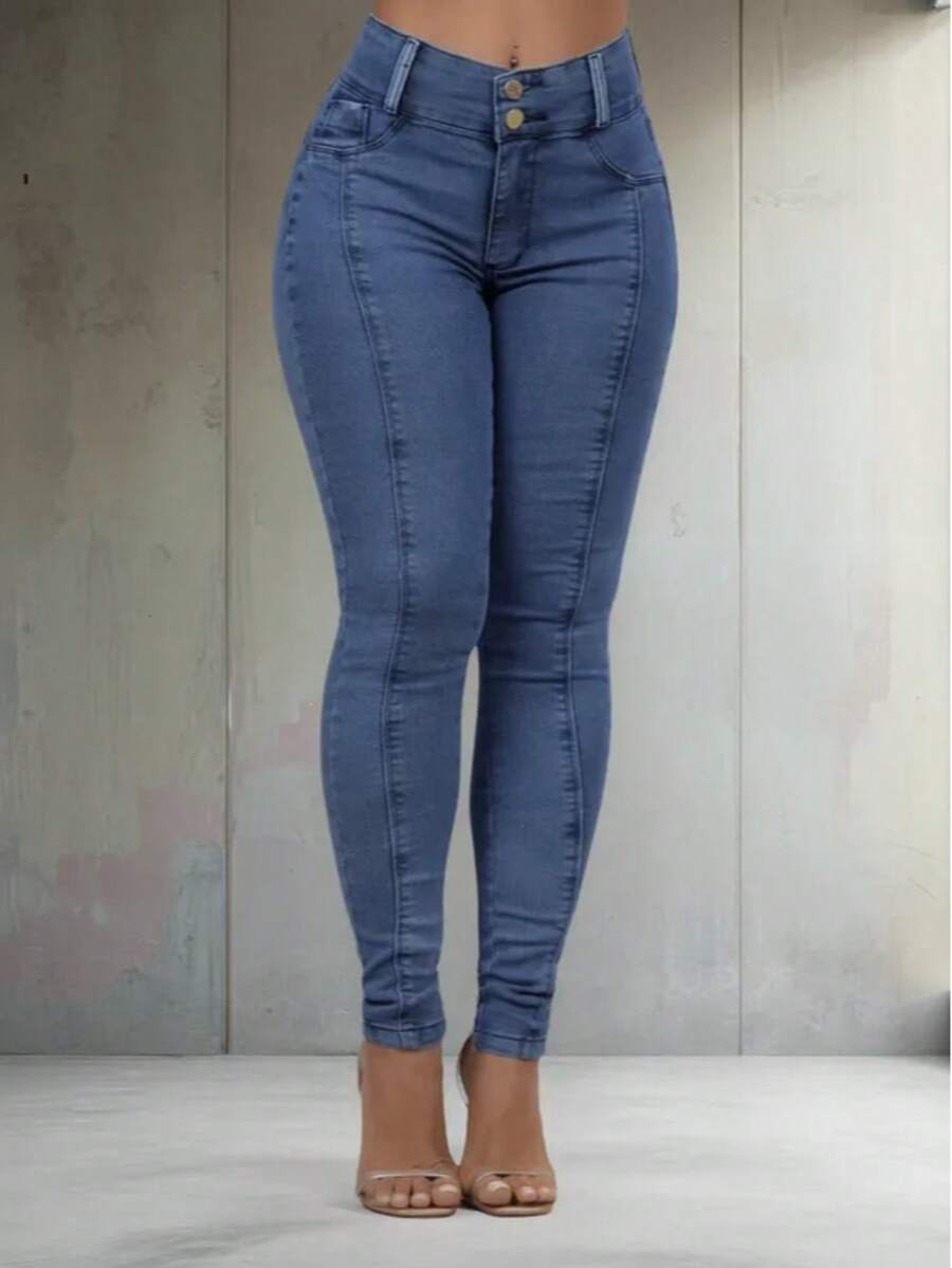 Women's Skinny Jeans, High Waist, Shapes Butt, Premium Line - blue620n - 查看 1