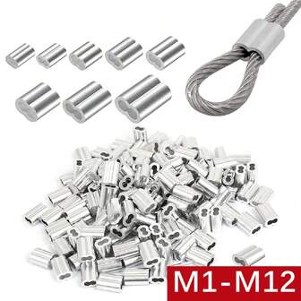 Casquillos de cable crimpados con doble orificio de M1 a M12, accesorio de hardware de cable de aluminio con forma de 8 para detener el cable