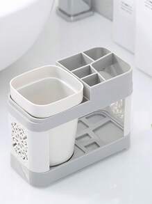 1pc Tooth Brush Holder Toothbrush Cup Holder With Drainage & Storage Function For Toothpaste, Electric Toothbrush, Rinse Cup, Perfect For Students Home Bathroom Decor Summer Bathroom Decor Home Decor Bathroom Accessories