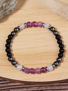 YAUKIA Bracelet de perles de 6 mm en pierre de lune spodumène tourmaline noire hématite. Bijou en pierres naturelles pour guérison émotionnelle, méditation, nouveaux départs et bonne chance. Cadeau pour femmes et hommes.