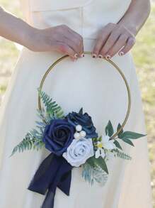 Hochzeit Gold Reifen Brautjungfern Blumenstrauß für Bridal-Shower, Zeremonie Jahrestag Kranz Tischdekorationen zum Aufhängen an der Wand