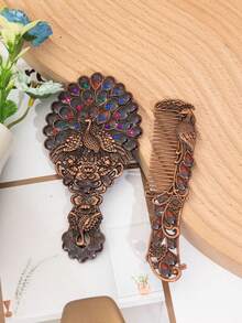 1 Set Zinc Alloy Retro Brush And Mirror Set, Minimalist & Practical Multifunctional - Multicolor - View 8