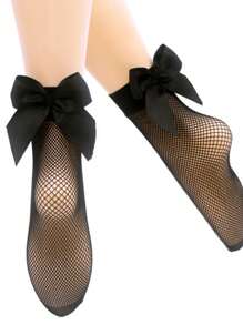 4 paires de chaussettes noires à motif papillon en maille transparente pour femmes - chaussettes courtes élastiques, chaussettes mode unicolores convenant aussi bien à une tenue décontractée que formelle, design novateur, accessoire élégant, confortable et agréable pour la peau
