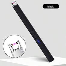 1Pc Type-C Plasma Windproof Kitchen Charging Lighter For Candle Gas Stove Arc Barbecue Aromatherapy Lighter, Indoors And Outdoors Igniter - Black - View 1