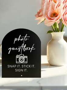 1pc Acrylic Guest Book Sign Plaque With Camera Icon, Reusable Wedding & Event Decor, Tabletop Display, Wedding Decoration - Acrylic Signs - View 8