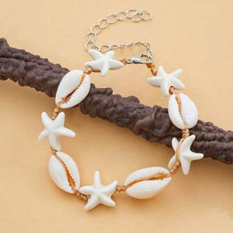 1pc Women's Casual Bohemian-Style Shell-Inspired Hawaii Beachwear Bracelet, Stylish For Spring/Summer/Autumn