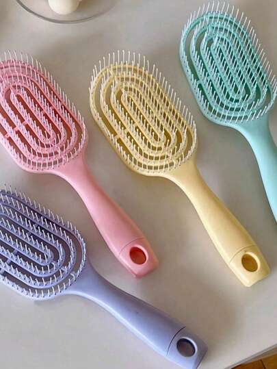 1 pieza Cepillo de masaje para el cabelludo con diseño de macaron, apto para cabello seco/húmedo, peinado suave, cepillo de pelo, peine, accesorios para el cabello, esencial de belleza y viaje, vuelta al colegio, artículos esenciales de viaje, accesorios para el cabello para mujeres