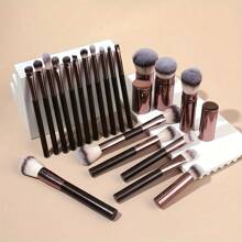 20pcs Professional Makeup Brush Set, With Aluminum Handles - Includes Foundation, Blending, Eyeshadow, Highlight, Concealer, Powder Brushes - Nylon Bristles, Fragrance-Free, Suitable For All Skin Types - Ideal Travel Kit And Gift For Women, Makeup Accessories