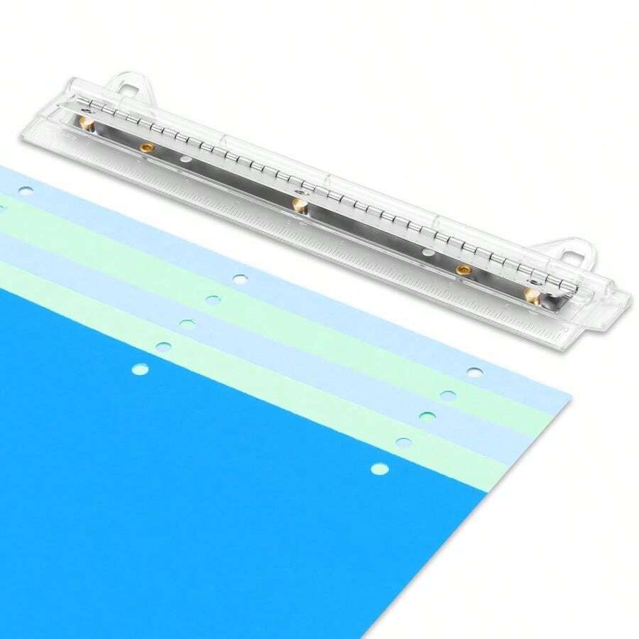 AEFFNOC Perforadora de 3 agujeros, perforadora portátil de 3 agujeros para carpeta, perforadoras de tres agujeros con regla de 10 pulgadas, perforadora de 3 anillos, capacidad de 5 hojas, para escuela y oficina (blanco) - Blanco - Ver 1