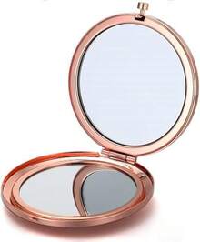 Gold Magnifying Compact Mirror Purse - 1x/2x Magnification Travel Makeup Mirror 2.76 Inch Double-Sided Folding Mirror,Cute Small Pocket Mirror,Travel Essentials - Rose Gold - View 13