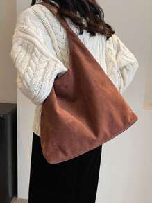 Set de 2 bolsos de tela vintage, con monedero. Bolso de hombro casual de gran capacidad, en color liso patchwork. Elegante y versátil para el uso diario y las compras