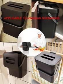 1pc Multi-Functional Trash Can, 3L/0.79 Gallon Hanging Trash Can, Convenient Kitchen Trash Can, 2-In-1 Wall Or Wall Hanging Trash Can, High Quality Compost Bucket, Office Garbage Basket, Household Items, Kitchen Accessories