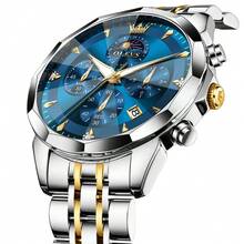 OLEVS. OLEVS Watches For Men Business Dress Luxury Casual Chronograph Multifunction Analog Quartz Stainless Steel Waterproof Luminous Moon Phase Date Men Wrist Watches Reloj Para Hombre - 藍色 - 查看 9