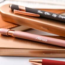 Personalized Engraved Text Rose Gold Pen Set, Personalized Pen Gift For Women, Custom Luxury Ballpoint Pen With Soft Touch Surface And Gift Box,Back To School,School Supplies - Multicolor - View 5