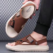 Men's Adjustable Convertible Sandals Slides, Comfortable Cushioned Footbed With Pivoting Heel Strap, Anti-Skid Thick Sole For Summer Outdoor Beach Walking