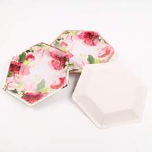 Disposable Hexagonal Paper Plate Flower Paper Plate Party Paper Plate 9 Inch For Holiday Birthday Party.