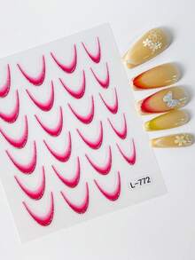 彩色渐变法式 12 片/套指甲贴纸 DIY 粘性滑块指甲油美甲贴纸贴花 - 彩色 - 查看 8