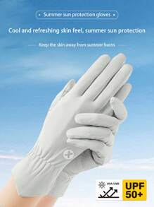 1pc New Lightweight, Multi-Color Optional Ice Silk Sun Protection Gloves, Elastic Women's Breathable Anti-UV Slippery Cooling Long Sleeve Outdoor Sunscreen Silk Gloves