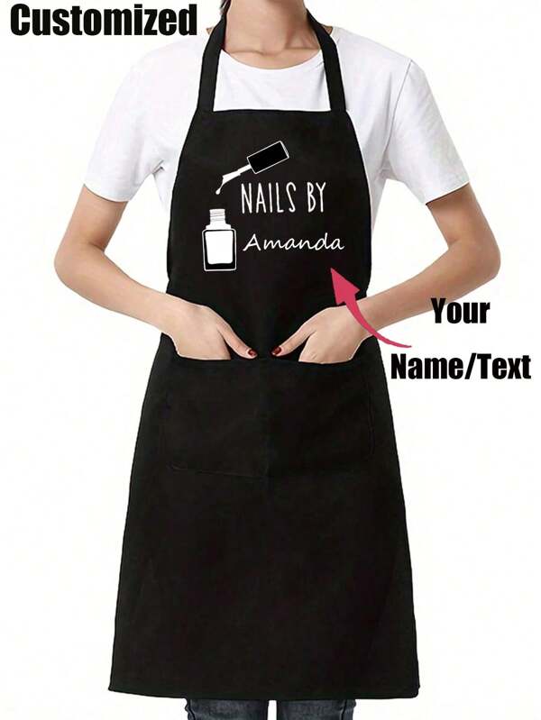1pc Custom Nail Apron, Funny Apron Adjustable Apron Funny Bib Aprons For Women Men, Apron For Men, Birthday Gift , Unisex Apron, , Housewarming Gift, Breathable, Lightweight, Washable, Cute, Love, Shining, Soft, Comfortable, Elegant, Custom, Personalized, Unique, Him, Her, Boyfriend, Girlfriend, Dad, Mom, Family, Friends