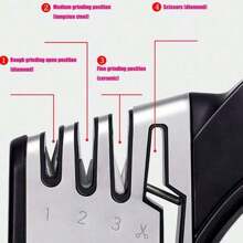 Affilacoltelli 4 in 1, Lame premium originali lucidate, Miglior affilacoltelli da cucina funziona davvero per coltelli in ceramica e acciaio, forbici. Utensile per affilare coltelli da cucina e forbici, Fessura fine per l'affilatura quotidiana e anche per la fase di preparazione della mola dei coltelli, Fessura per la molatura precisa per una molatura e lucidatura meticolosa