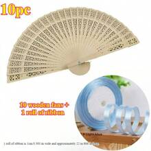 1-30pcs Elegant Folding Wooden Fans, Bohemian Style Hand Fans, Hollow Carved, Portable Lightweight Wooden Fans, Suitable As Photography Props, Graduation Gifts For Women, Home Decor, Use In Summer, Beach Or Travel To Enjoy Cool Breeze, Personalized Carved Wooden Wedding Fans