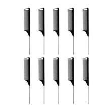 6pcsRandom Color Combination, 2025 New Rat Tail Comb | Carbon Fiber Heat-Resistant Design With Stainless Steel Pin Tail, Ideal For Teasing And Sectioning Hair