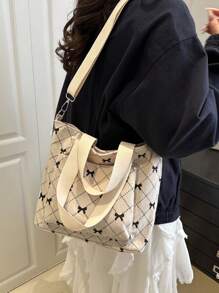 Large Capacity Women Tote Bag, Fashionable New Casual Canvas Handbag, Minimalist Shoulder Bag For Students, Can Be Worn Crossbody