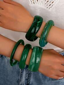 1 件女士优雅树脂手链，简约百搭风格，独特的海滩度假休闲配饰 - 綠色 - 查看 1