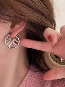 Brincos de argola com a letra F da moda, acessórios de brinco personalizados de luxo minimalistas, novo design de 2025