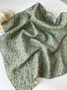 1pc Women Small Scarf/Handkerchief/Head Scarf, European & American Style Versatile Cashew Flower Print Linen Scarf/Neckerchief/Bandana, Summer Beach For Dress - Multicolor - View 12