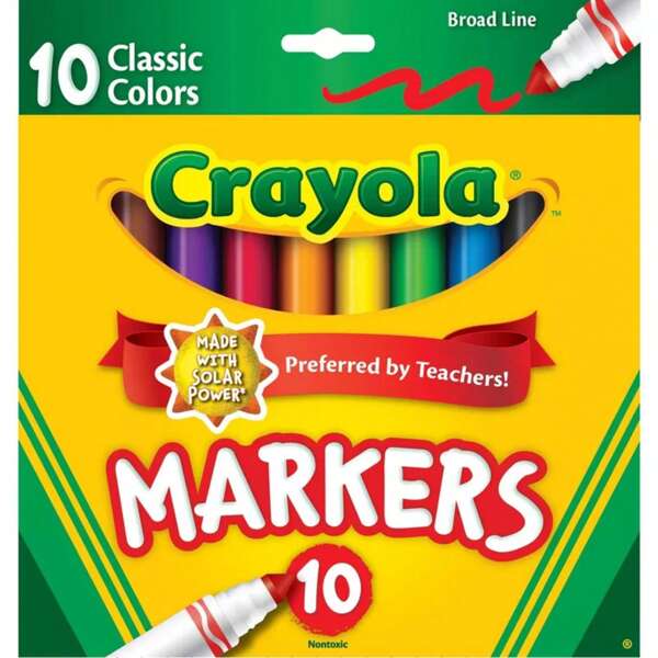Markers Broad Line 10ct Classic:  Artist Markers For Kids, Multicolored School Supplies