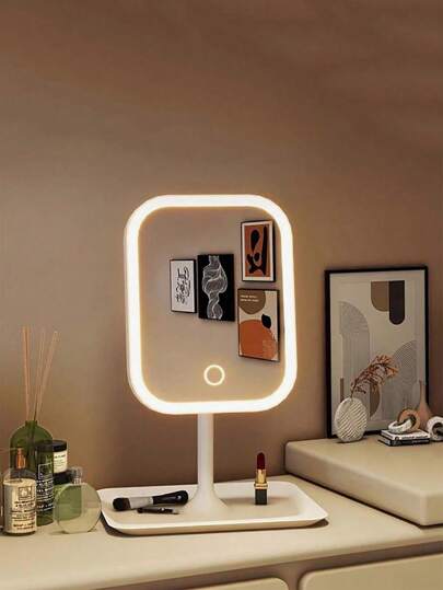 LED Makeup Mirror,Vanity Mirror With Lights,3 Light Modes Lighted Makeup Mirror,Touch Control, Portable Stand And Foldable Compact Mirror Lighted Travel Makeup Mirror, Vanity Cosmetic Mirror With Lights, Rechargeable , Portable LED Makeup Mirror, Women Christmas Gift