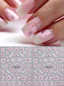 2 piezas Flor de camelia rosa con aurora Hol Pegatinas holográficas con relieve de flores de cerezo Floral Boda Diapositivas Suministros de encanto Decoraciones Pega en tu ropa, aplica una capa de esmalte transparente Clear o capa superior en la superficie, y tus pegatinas se verán talla grande hermosas y durarán tallas talla grandes