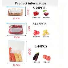 Bolsa de plástico reutilizable con cremallera para congelador, organizador de almacenamiento de alimentos de cocina, 45 piezas - 45 piezas mixtas - Ver 10