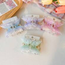 2pcs, New Super Fairy Pearl Butterfly Clipper Side Hairpin Headwear That Won't Damage Your Hair, Princess Hair Accessory On The Forehead With A Bow, Bohemian Faux Pearl Hair Claws For All Four Seasons Hair Clips Hair Jaw Clip Hair Clamps Hair Clutch
