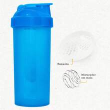 Shaker 700 Ml Whey + Spring + Strainer - Academia Treino - Pearly Blue - View 1
