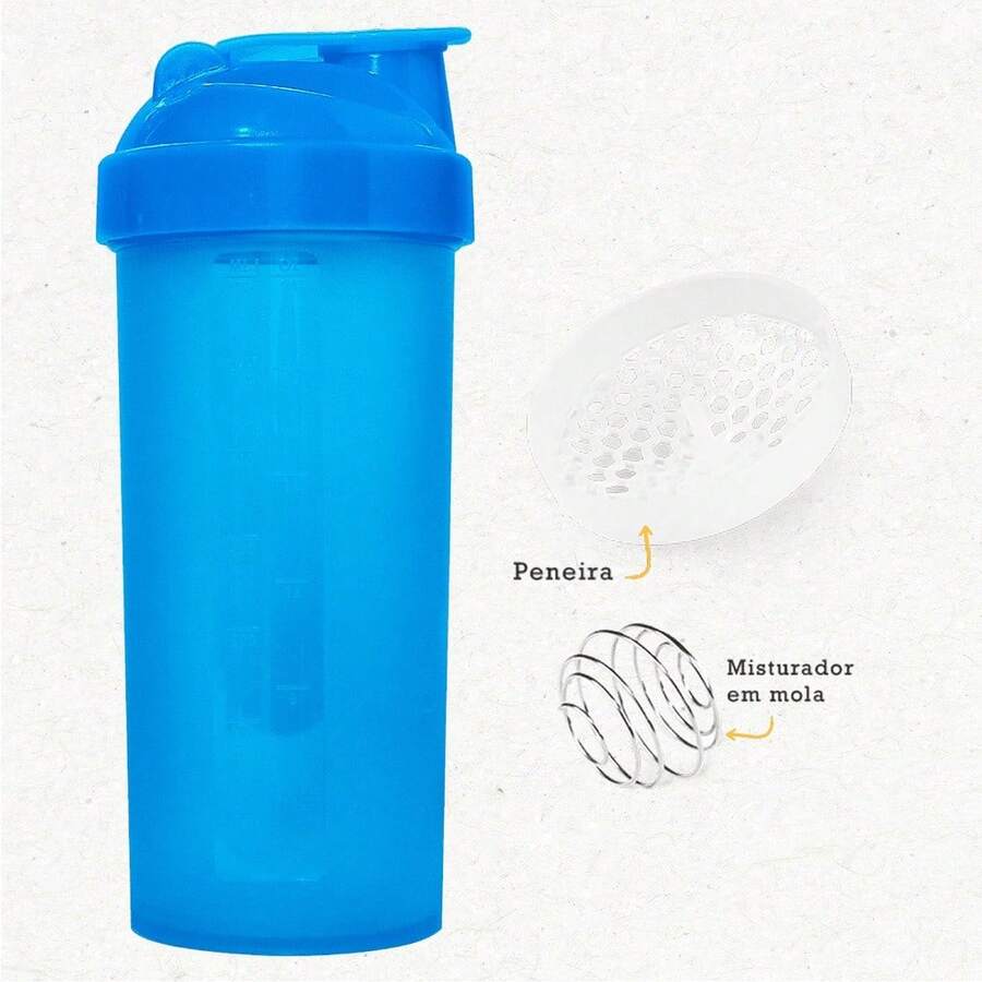 Shaker 700 Ml Whey + Spring + Strainer - Academia Treino - Pearly Blue - View 1
