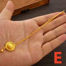 1件经典金色非洲/阿拉伯风格头饰，中东女性日常佩戴头饰，适合生日派对、婚礼珠宝礼物、准新娘、女士发饰 - 金黃色 - 查看 15