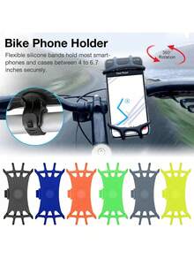 1pc Quickly Installed Silicone Bicycle Phone Holder, 360° Rotatable Anti-Drop Bracket, Multifunctional Outdoor Cycling Navigation Accessory, Can Be Fixed On Bicycle, Mountain Bike, Shopping Cart, Motorcycle, Stroller, Etc. - Multicolor - View 4