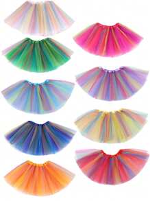 6-lagiger Tüllrock, Regenbogen 30cm Ballettrock, Partykostüm Tüllrock, Karneval Weihnachten Halloween Geschenke, geeignet für Outdoor, Party, Cosplay, Ballett, Laufen, Prinzessinnen-Hochzeit, geeignet für 3-12 Jahre alt