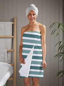 Grandes, douces et absorbantes serviettes de plage rayées pour couples - Tissu tricoté moderne, parfait pour les voyages, les vacances, la piscine et le camping - Disponible en marron et vert, serviette tricotée moderne absorbante, indispensable de voyage