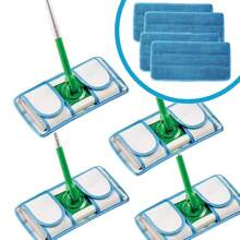 4PCS Replacement Microfiber Pad - Thick - Universal Commercial 12-13 Inch Mop Head- Heavy Duty - Wet & Dry Commercial Cleaning Refills Reusable Mop Refills Fit For Most Microfiber Flat Mop System