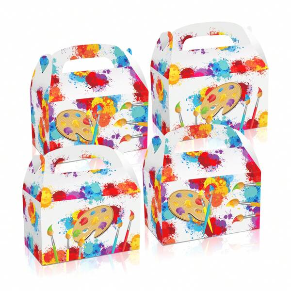 4pcs Splatter Paint Palette Art Markers For Party Favors, Gift Box With Paper Handle