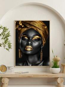 1pc African American Wall Art Kings And Queens Canvas Prints Woman Poster Gold Crown Painting Home Wall Decor Unframed