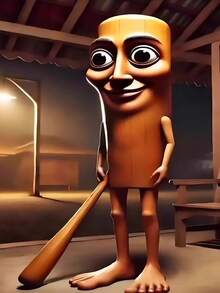 TungTungTungSahur“Brainrot”木制人物模型，灵感来自中国神话，创意新奇玩具 - 彩色 - 查看 3