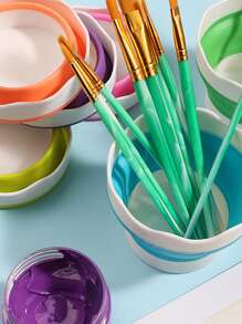 1 pezzo Porta-pennelli multicolore, tazza pieghevole mini in silicone per lavare i pennelli ad acquerello, secchiello portatile per la pulizia dell'arte, perfetto per la pittura, il disegno e la creazione artistica, strumento essenziale per artisti, accessorio artistico vivace, supporto per pennelli in silicone durevole, bottiglia spray mini pieghevole in silicone per un uso versatile come portapenne, articoli per il ritorno a scuola, forniture scolastiche